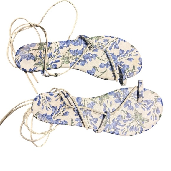Alice + Olivia x Tkees Jo Ankle Tie Sandals Eve Ditsy Size 8 - Picture 4 of 8